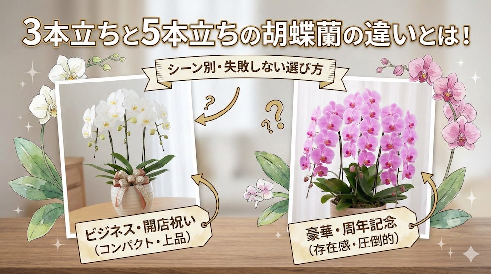 3本立ちと5本立ちの胡蝶蘭の違いとは！シーン別・失敗しない選び方